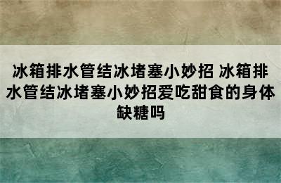 冰箱排水管结冰堵塞小妙招 冰箱排水管结冰堵塞小妙招爱吃甜食的身体缺糖吗